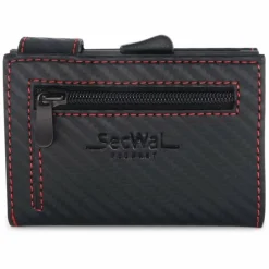 SecWal Visitenkartenetuis<Kartenetui RFID Leder 9 cm schwarz-rot
