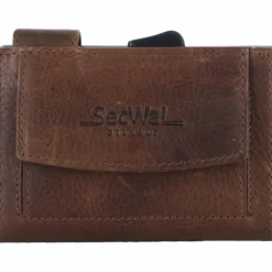 SecWal Visitenkartenetuis<2 Kreditkartenetui Geldbörse RFID Leder 9 cm braun