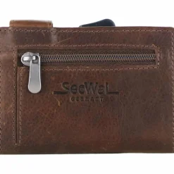 SecWal Visitenkartenetuis<2 Kreditkartenetui Geldbörse RFID Leder 9 cm braun