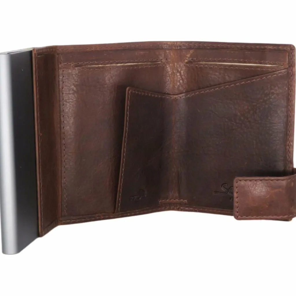 SecWal Visitenkartenetuis<2 Kreditkartenetui Geldbörse RFID Leder 9 cm braun