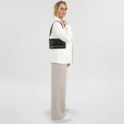 Seidenfelt Schultertaschen<Liinaja Schultertasche 23 cm glossy black