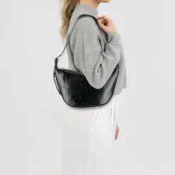 Seidenfelt Schultertaschen|Henkeltaschen<Liinaja Schultertasche 36 cm glossy black