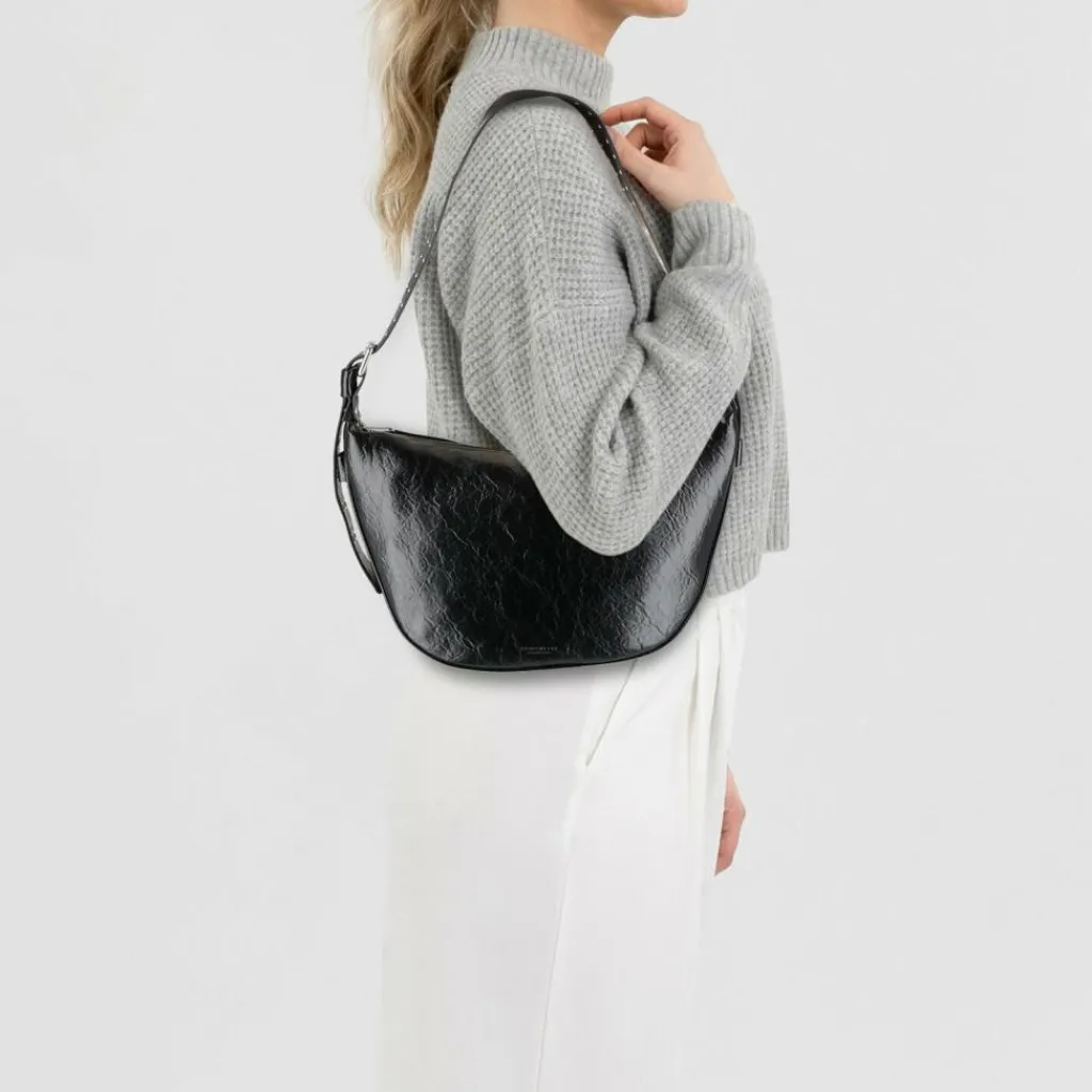 Seidenfelt Schultertaschen|Henkeltaschen<Liinaja Schultertasche 36 cm glossy black