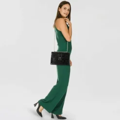 Seidenfelt Umhängetaschen<Roros Big Umhängetasche 25 cm croco print black