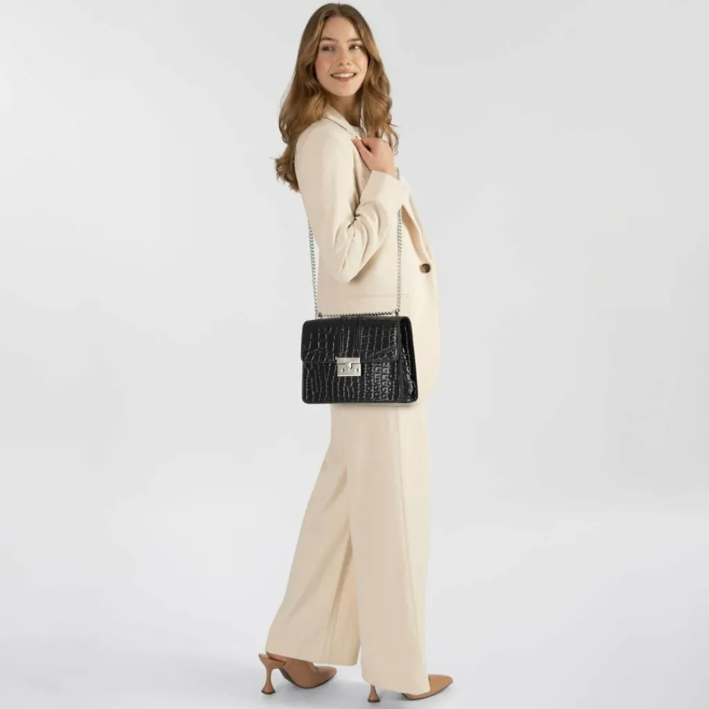 Seidenfelt Umhängetaschen<Roros Umhängetasche 21 cm croco print black