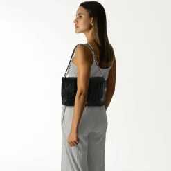 Seidenfelt Schultertaschen<Vejen Schultertasche 33 cm glossy black