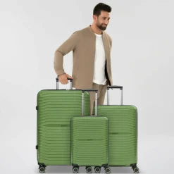 Hot Stratic Shine 4 Rollen Kofferset 3-teilig mit Dehnfalte olive