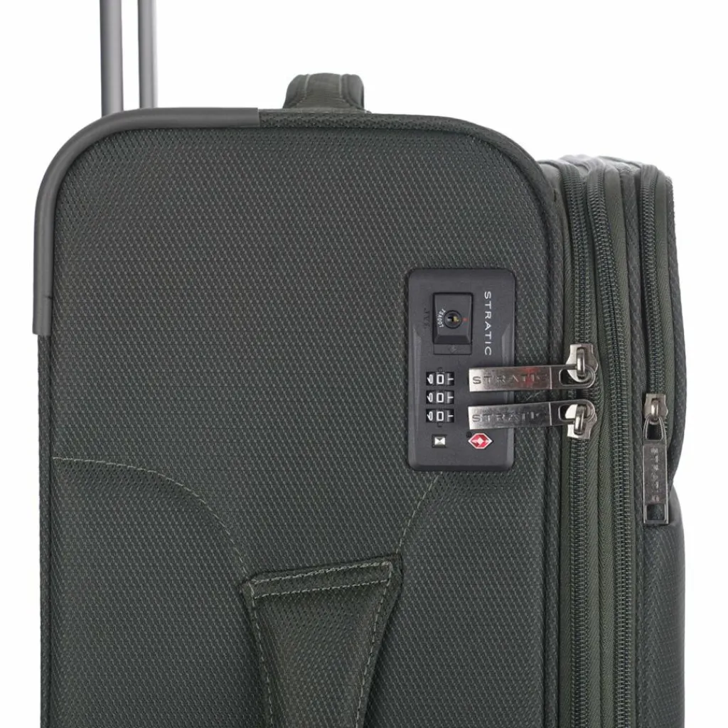 Stratic Weichgepäck|4-Rollen Koffer<Light + 4 Rollen Trolley 68 cm mit Dehnfalte dark green