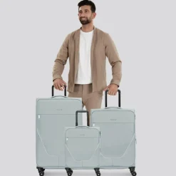 Discount Stratic taska 4-Rollen Kofferset 3tlg. mit Dehnfalte grey