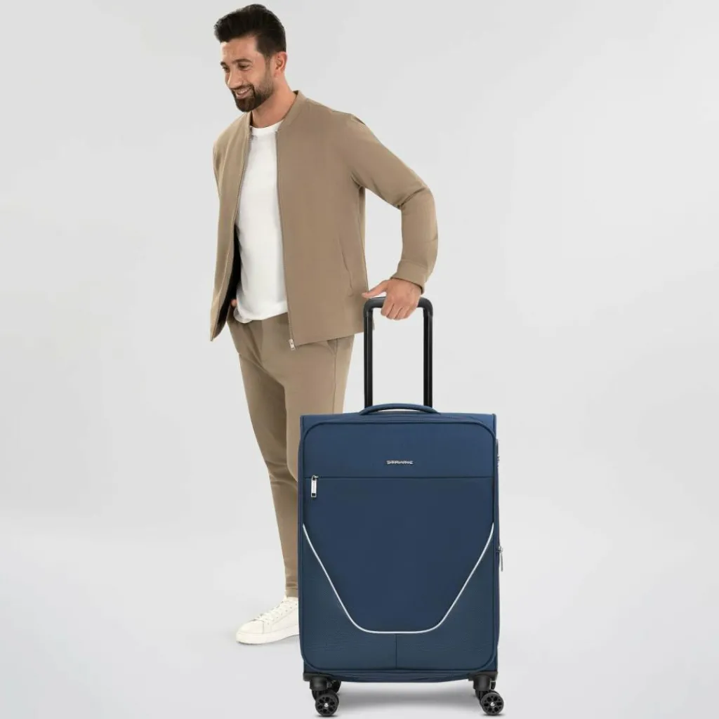 Stratic Weichgepäck|4-Rollen Koffer<taska 4-Rollen Trolley M 65 cm mit Dehnfalte navy