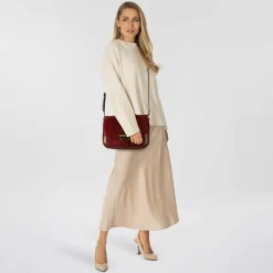 The Bridge Umhängetaschen<BENEDETTA Umhängetasche Leder 24 cm dark red