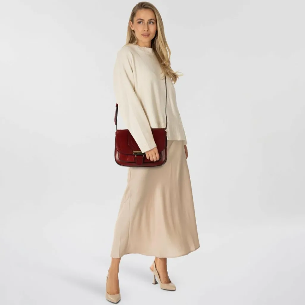 The Bridge Umhängetaschen<BENEDETTA Umhängetasche Leder 24 cm dark red