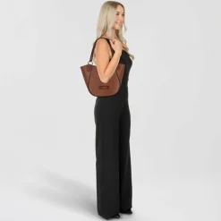 Outlet The Bridge Domitilla Shopper Tasche Leder 28 cm marrone-gold