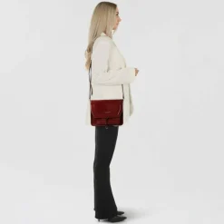 Outlet The Bridge Elba Umhängetasche Leder 28 cm dark red