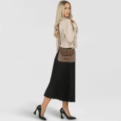 The Bridge Umhängetaschen<Elisabetta Umhängetasche Leder 22 cm oyster