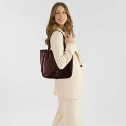 The Bridge Shopper|Schultertaschen<Isadora Shopper Tasche Leder 41 cm mosto