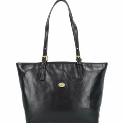 The Bridge Shopper|Schultertaschen<Story Donna Shopper Tasche Leder 32 cm nero-gold
