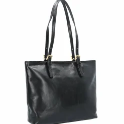 The Bridge Shopper|Schultertaschen<Story Donna Shopper Tasche Leder 32 cm nero-gold