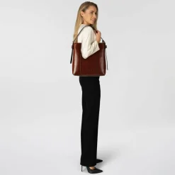 The Bridge Schultertaschen|Henkeltaschen<Vigna Nuov Schultertasche Leder 34 cm brown