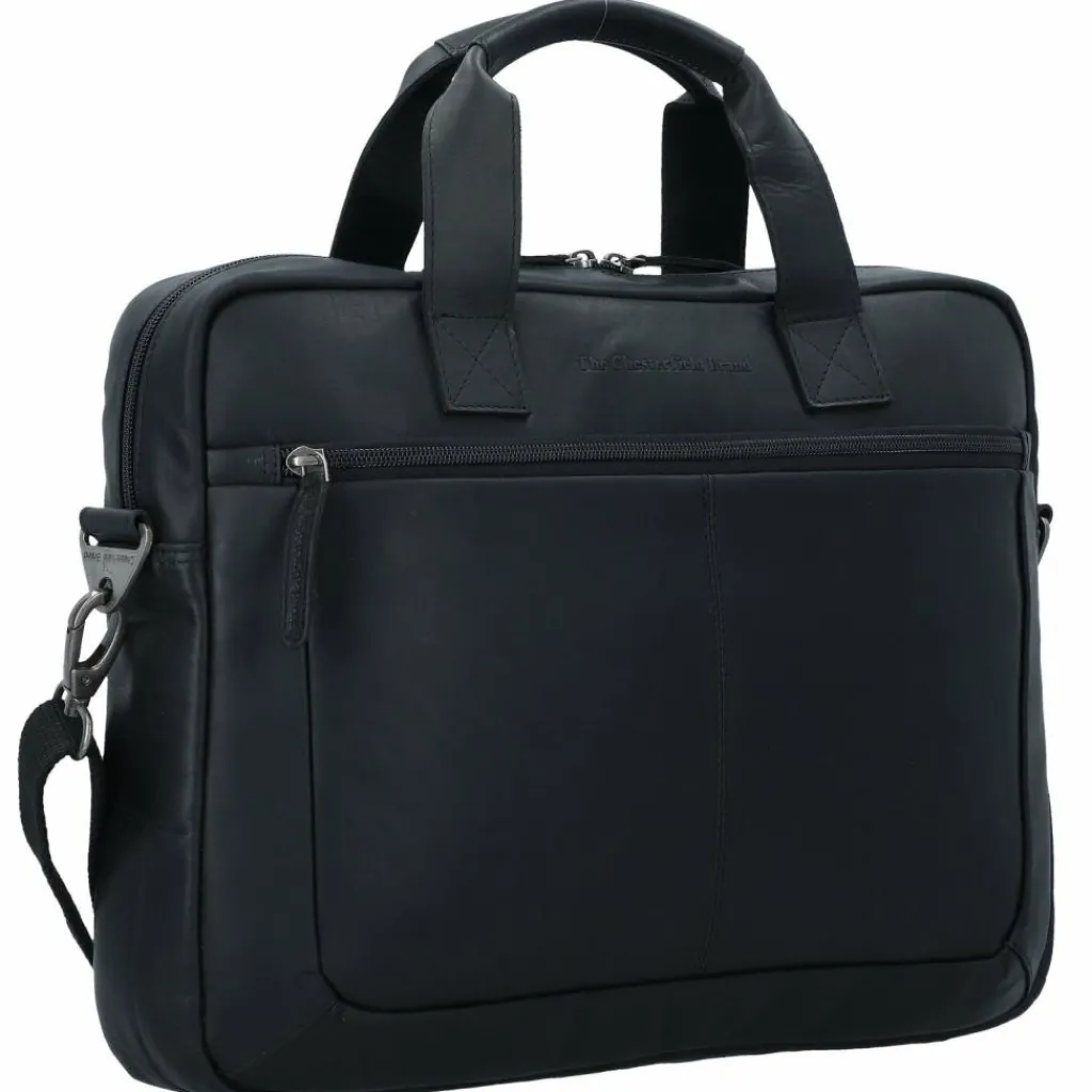 Clearance The Chesterfield Brand Wax Pull Up Aktentasche Leder 40 cm Laptopfach schwarz