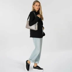 Clearance Tom Tailor Denim Quinn Schultertasche 27 cm metallic taupe