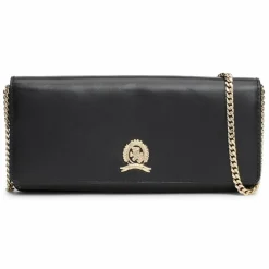 Outlet Tommy Hilfiger Luxe Leather Clutch Tasche Leder 19.5 cm black