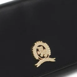 Outlet Tommy Hilfiger Luxe Leather Clutch Tasche Leder 19.5 cm black