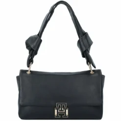 Outlet Tommy Hilfiger Pushlock Schultertasche Leder 26 cm black