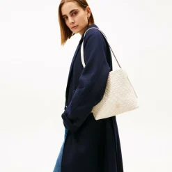 Tommy Hilfiger Schultertaschen|Henkeltaschen<TH Braided Schultertasche 25 cm soft cream