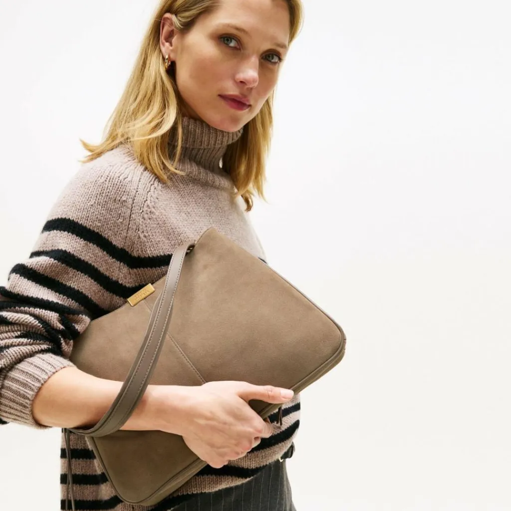 Tommy Hilfiger Henkeltaschen|Schultertaschen<TH Casual Schultertasche Leder 35 cm beige