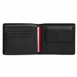 Tommy Hilfiger Herrengeldbörsen Querformat<TH Corp Geldbörse Leder 11.5 cm black