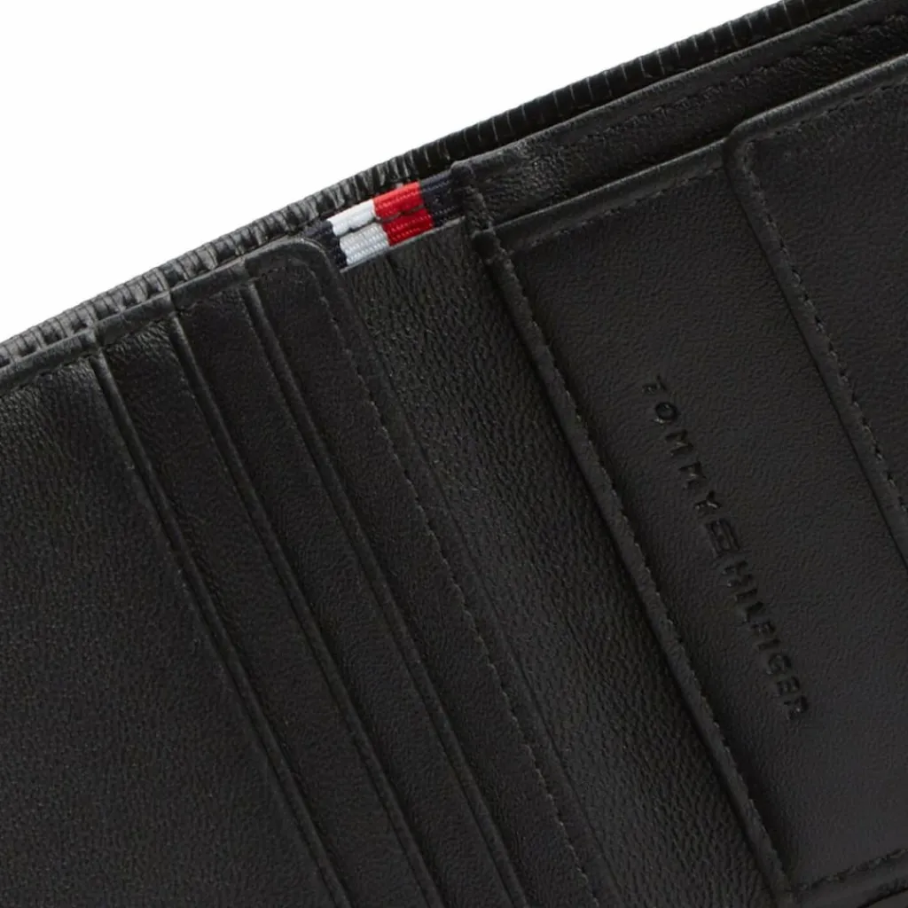 Tommy Hilfiger Herrengeldbörsen Hochformat<TH Flag Geldbörse Leder 9 cm black