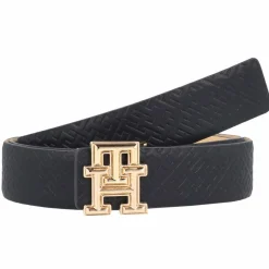 Hot Tommy Hilfiger TH Logo Bombe REV 3.0 Wendegürtel Leder space blue mono-harvest wheat