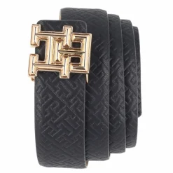 Hot Tommy Hilfiger TH Logo Bombe REV 3.0 Wendegürtel Leder space blue mono-harvest wheat