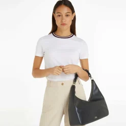 Online Tommy Hilfiger TH Soft Schultertasche Leder 38 cm black