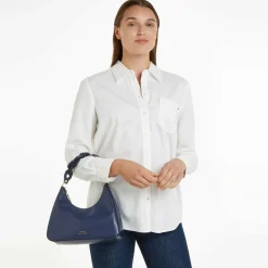 Outlet Tommy Hilfiger TH Soft Schultertasche Leder 38 cm space blue