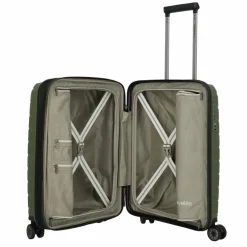 Travelite Hartgepäck Kabinengepäck|4-Rollen Kabinentrolleys<Air Base 4 Rollen Kabinentrolley 55 cm mit Dehnfalte olive