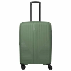 Outlet Travelite Air Stripe 4 Rollen Trolley M 66 cm mit Dehnfalte green