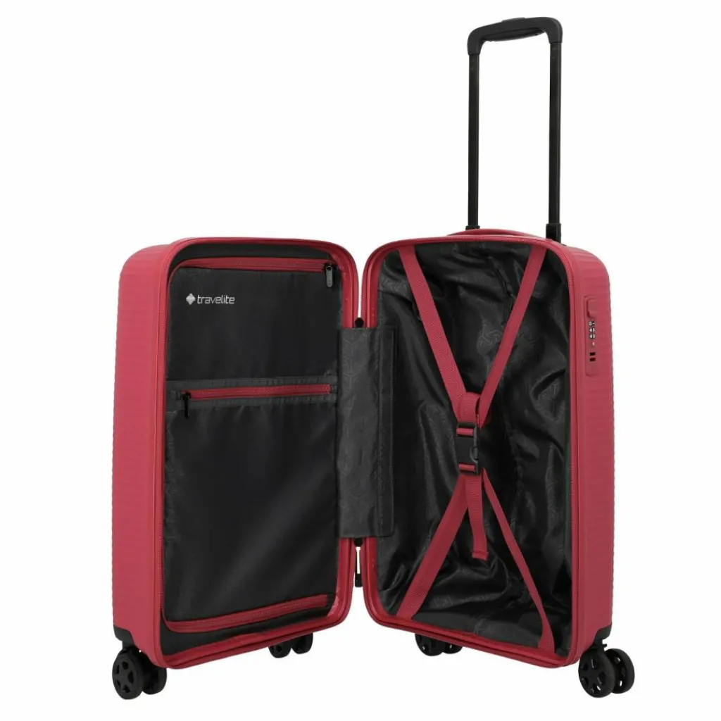 Clearance Travelite Air Stripe 4 Rollen Kabinentrolley 55 cm red