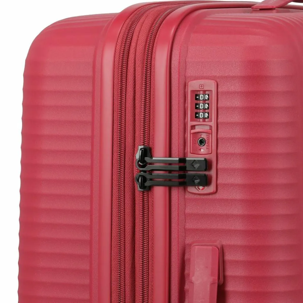 Travelite Hartgepäck|4-Rollen Koffer<Air Stripe 4 Rollen Trolley M 66 cm mit Dehnfalte red