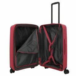 Travelite Hartgepäck|4-Rollen Koffer<Air Stripe 4 Rollen Trolley M 66 cm mit Dehnfalte red