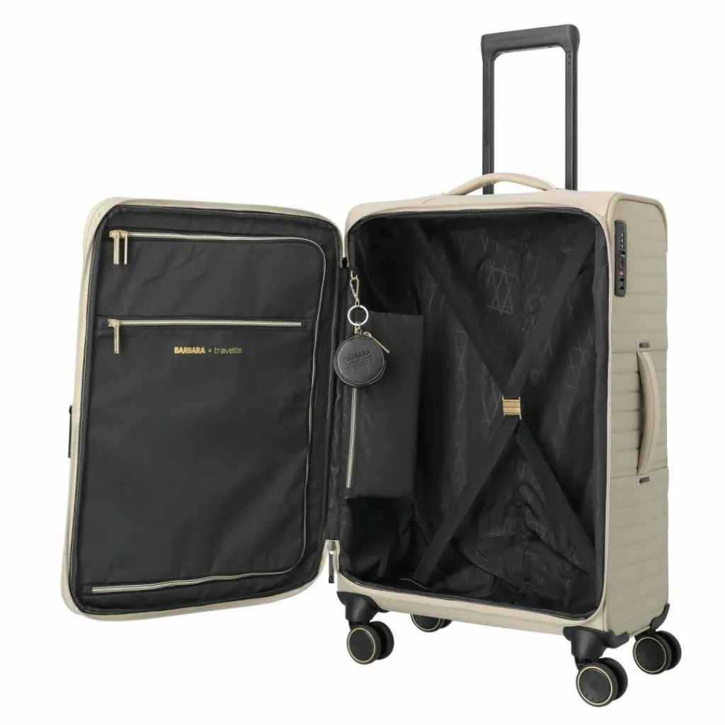 Travelite Weichgepäck|4-Rollen Koffer<Barbara Stepp 4 Rollen Trolley M 68 cm mit Dehnfalte satin nude