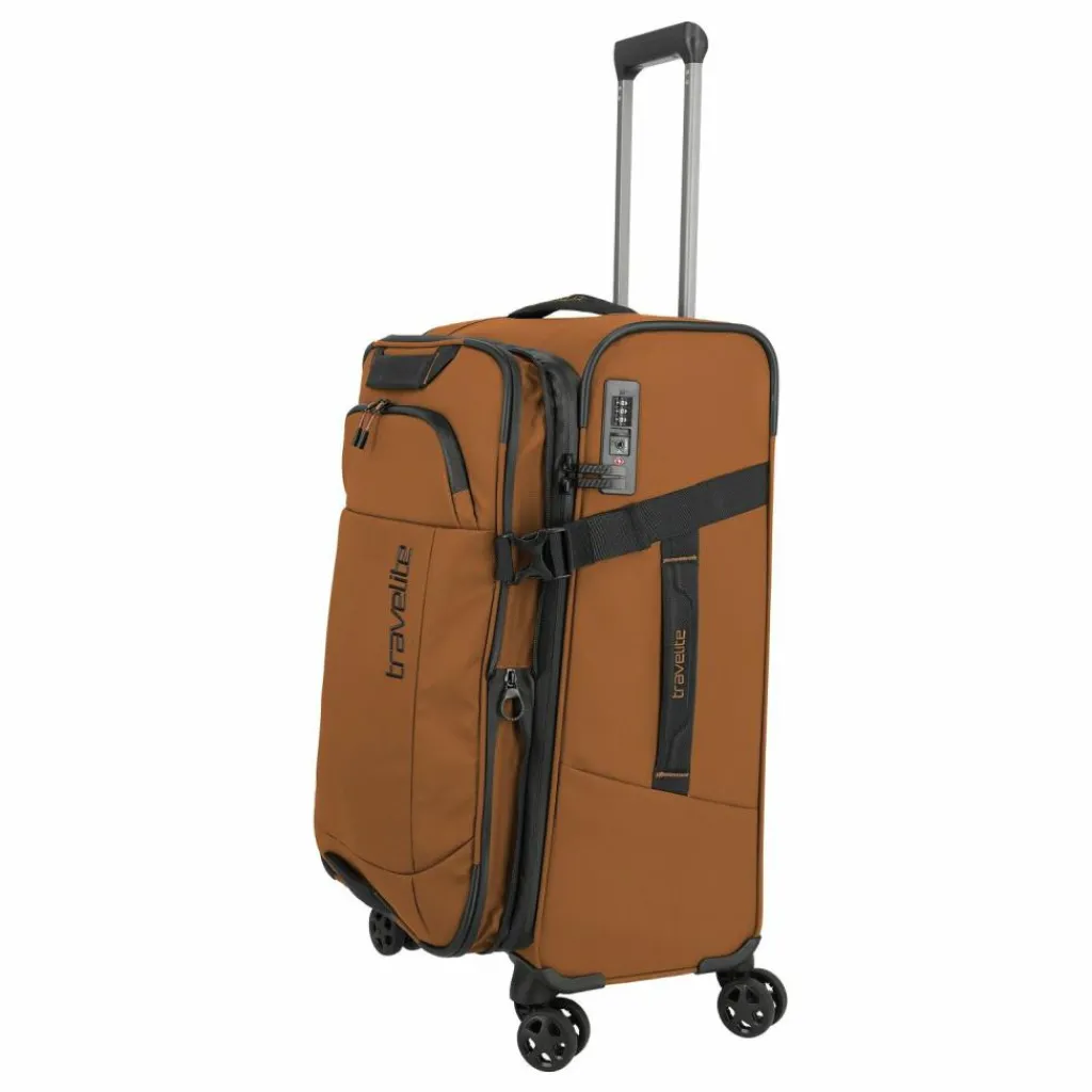 Travelite Weichgepäck|4-Rollen Koffer<Briize 4 Rollen Trolley M 67 cm mit Dehnfalte curry