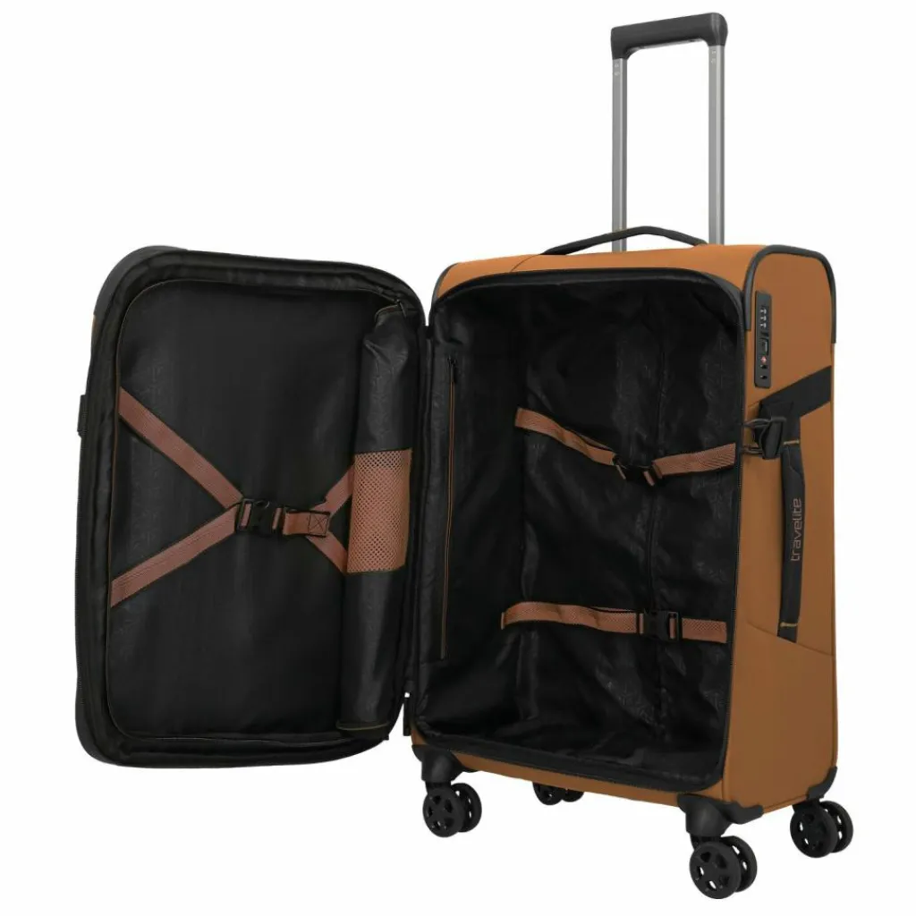 Travelite Weichgepäck|4-Rollen Koffer<Briize 4 Rollen Trolley M 67 cm mit Dehnfalte curry