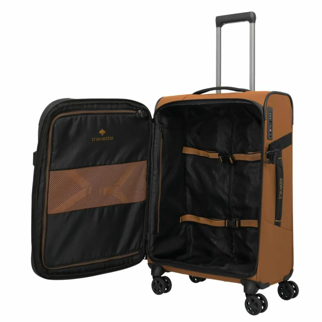 Travelite Weichgepäck|4-Rollen Koffer<Briize 4 Rollen Trolley M 67 cm mit Dehnfalte curry