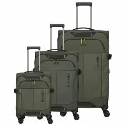 Clearance Travelite Briize 4 Rollen Kofferset 3-teilig mit Dehnfalte khaki