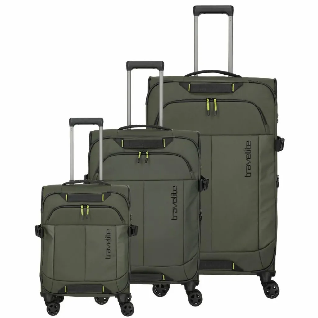 Clearance Travelite Briize 4 Rollen Kofferset 3-teilig mit Dehnfalte khaki