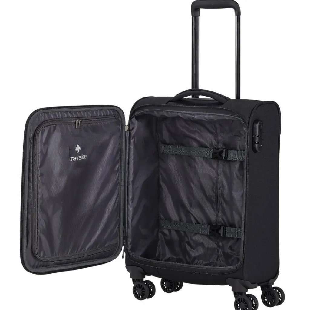 Travelite Weichgepäck Kabinengepäck|4-Rollen Kabinentrolleys<Chios 4 Rollen Kabinentrolley 55 cm schwarz