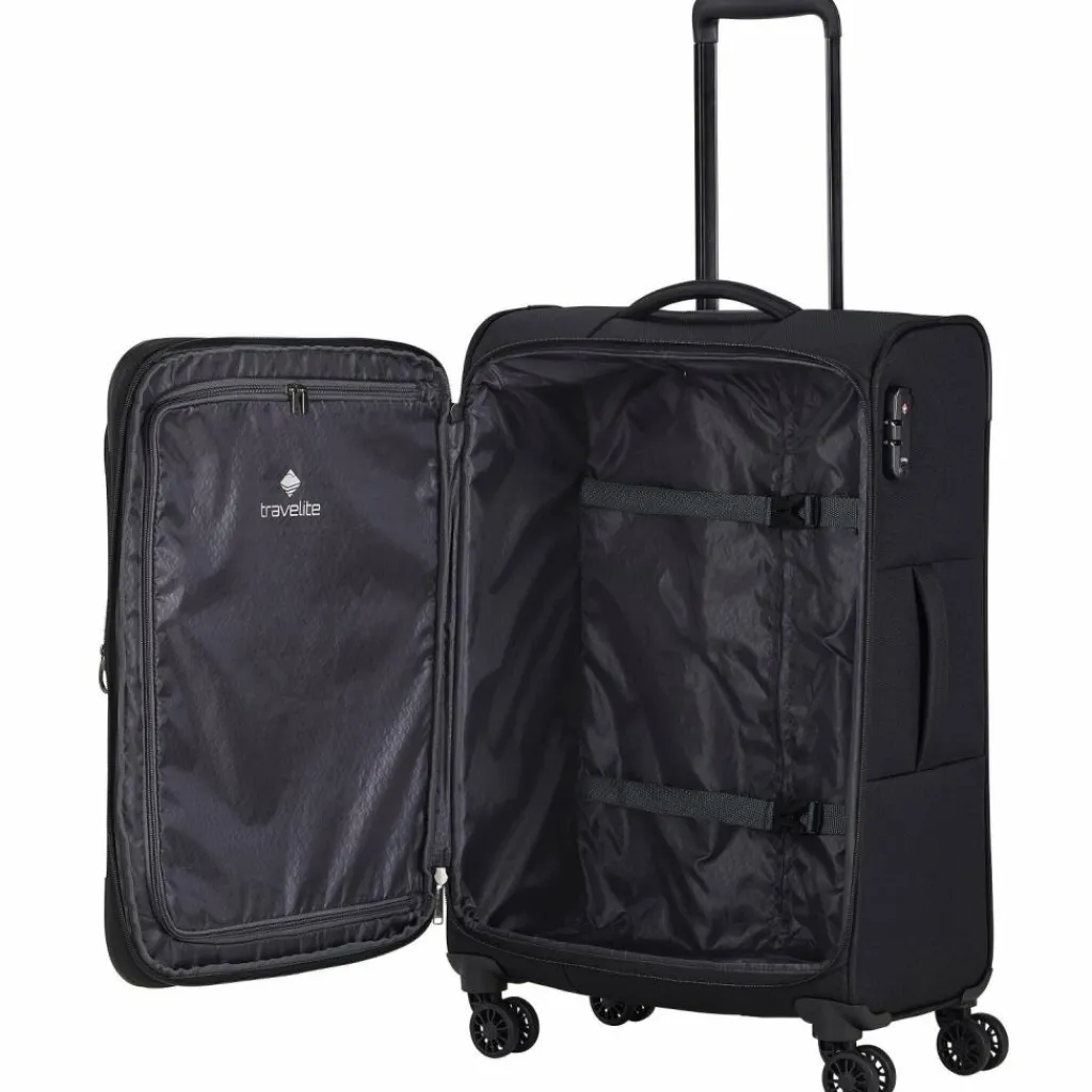 Travelite Weichgepäck|4-Rollen Koffer<Chios 4 Rollen Trolley 67 cm mit Dehnfalte schwarz