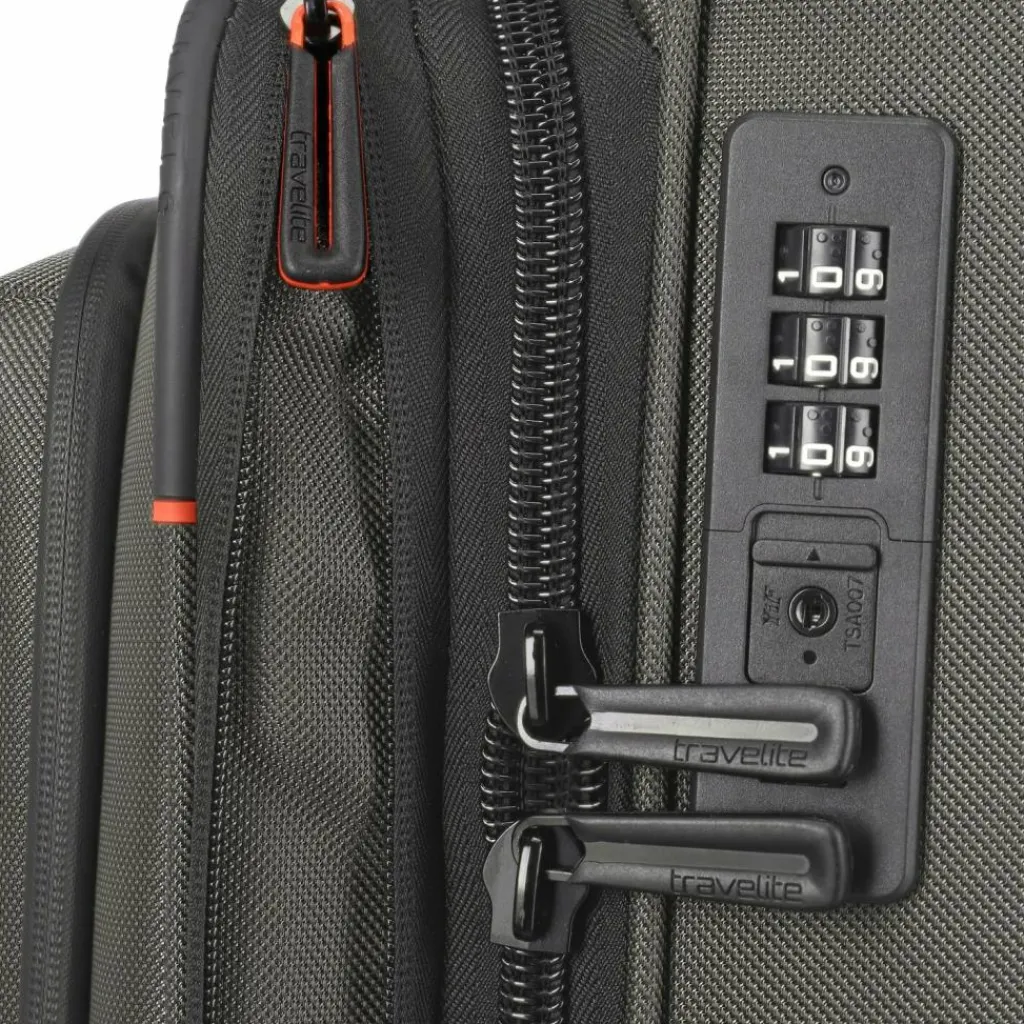 Clearance Travelite Crosslite 5.0 4 Rollen Kabinentrolley S 55 cm Laptopfach oliv